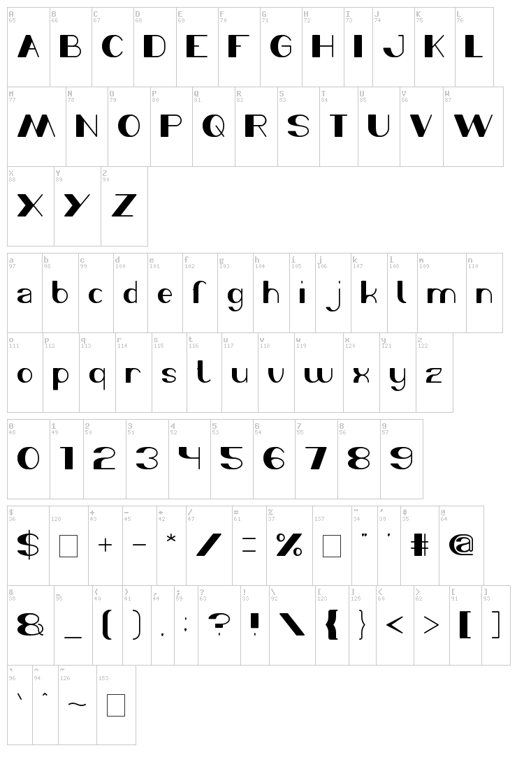 Morning Sunshine font map